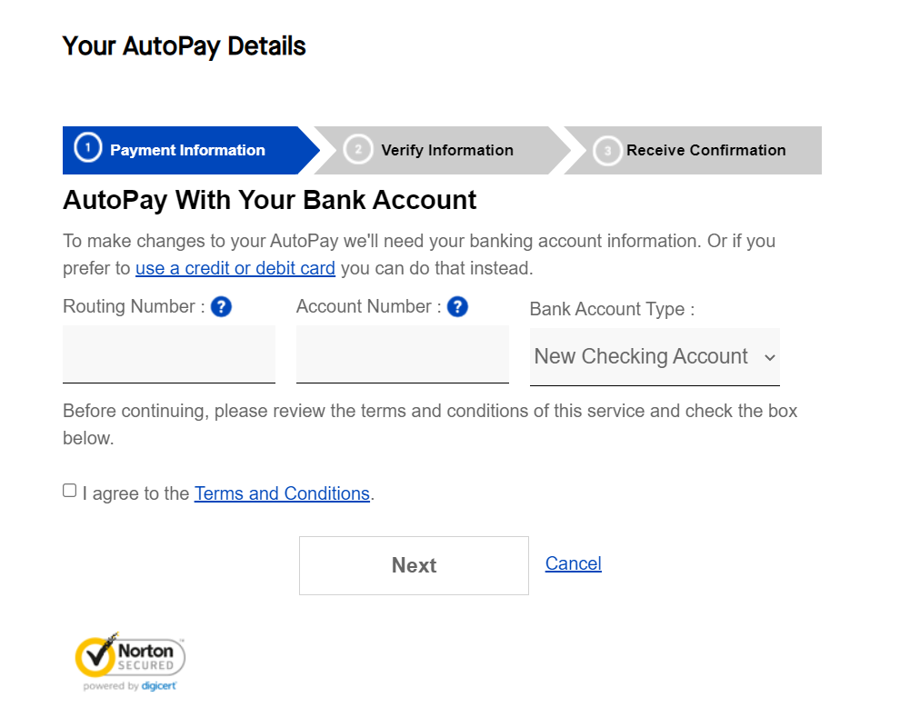 My CenturyLink AutoPay Details