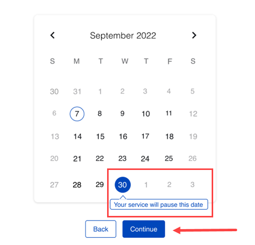 Confirm vacation service start date