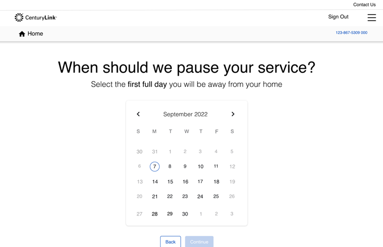 Choose vacation service start date