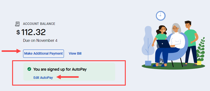 My CenturyLink home page showing button to make an additional payment