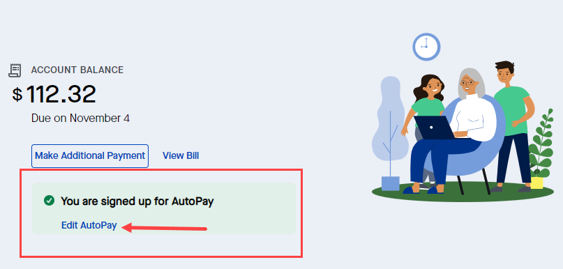 My CenturyLink home page showing AutoPay is on
