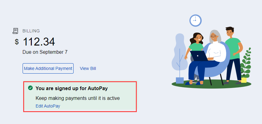 My CenturyLink home screen - edit AutoPay