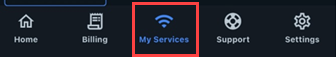 Menu on My CenturyLink app showing My Services