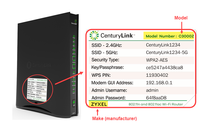 Sticker label on tower modem