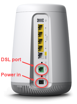 C4000 rear view showing DSL port and power port