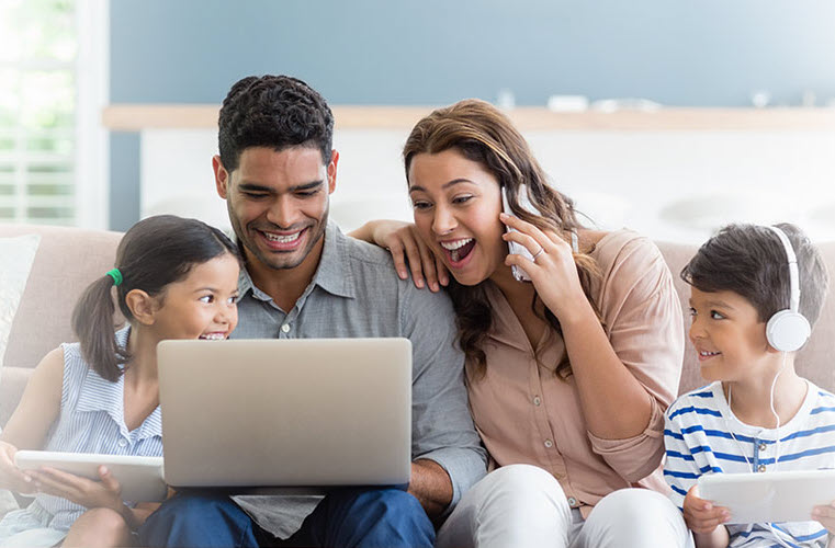family on couch