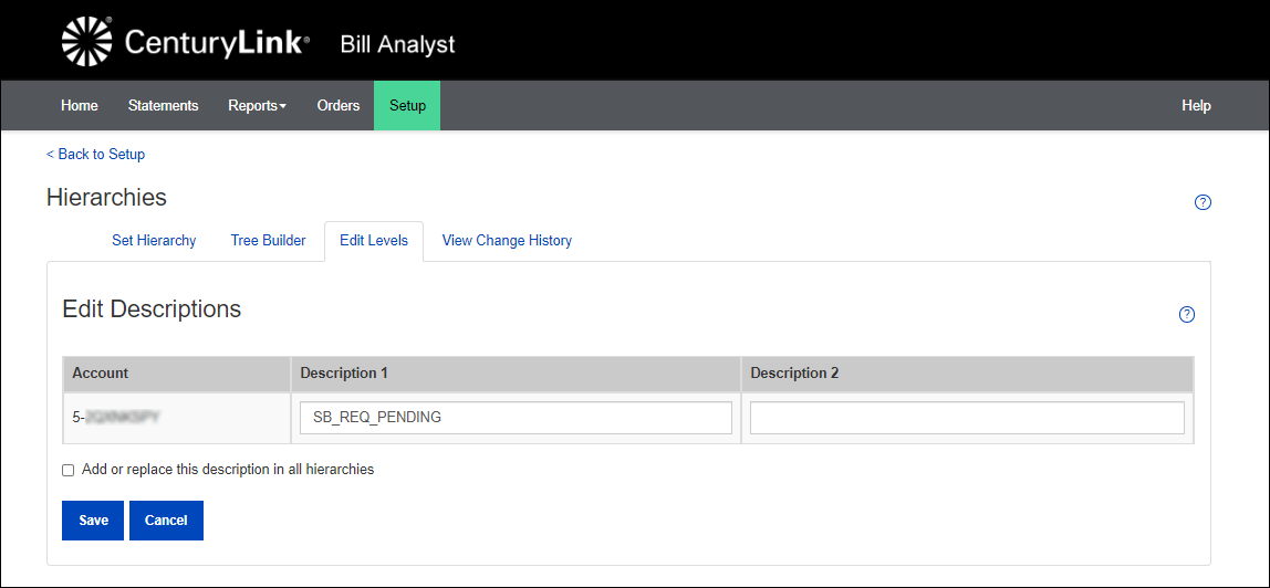 Hierarchies (showing Edit Descriptions)