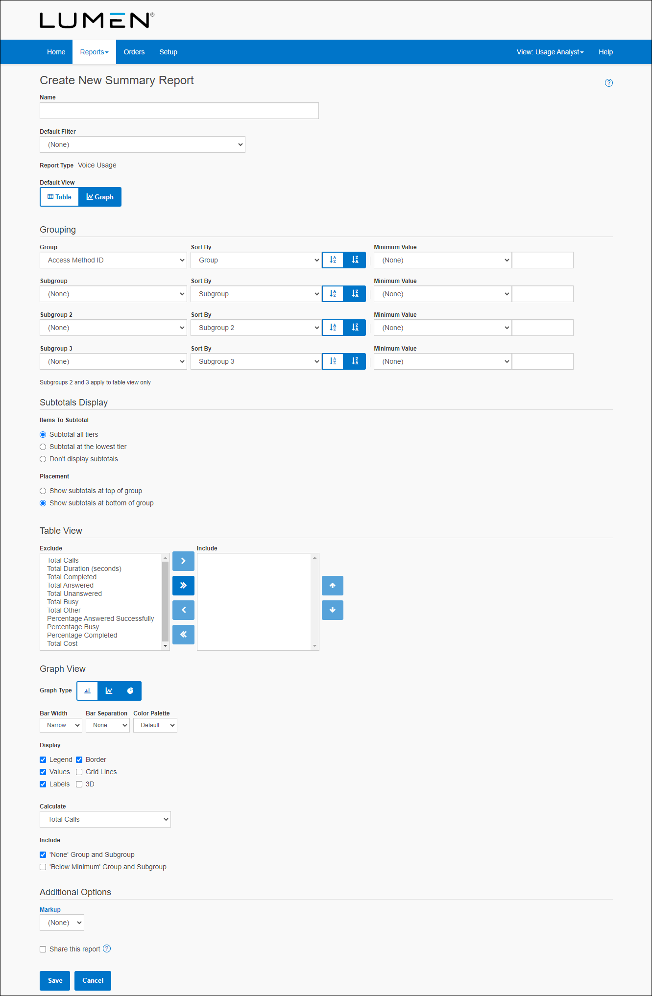 Summary Reports; create new summary report