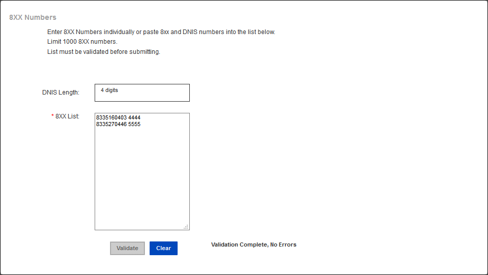 manage orders add 8xx dedicated dtfo 8xx numbers section example2 custom dnis