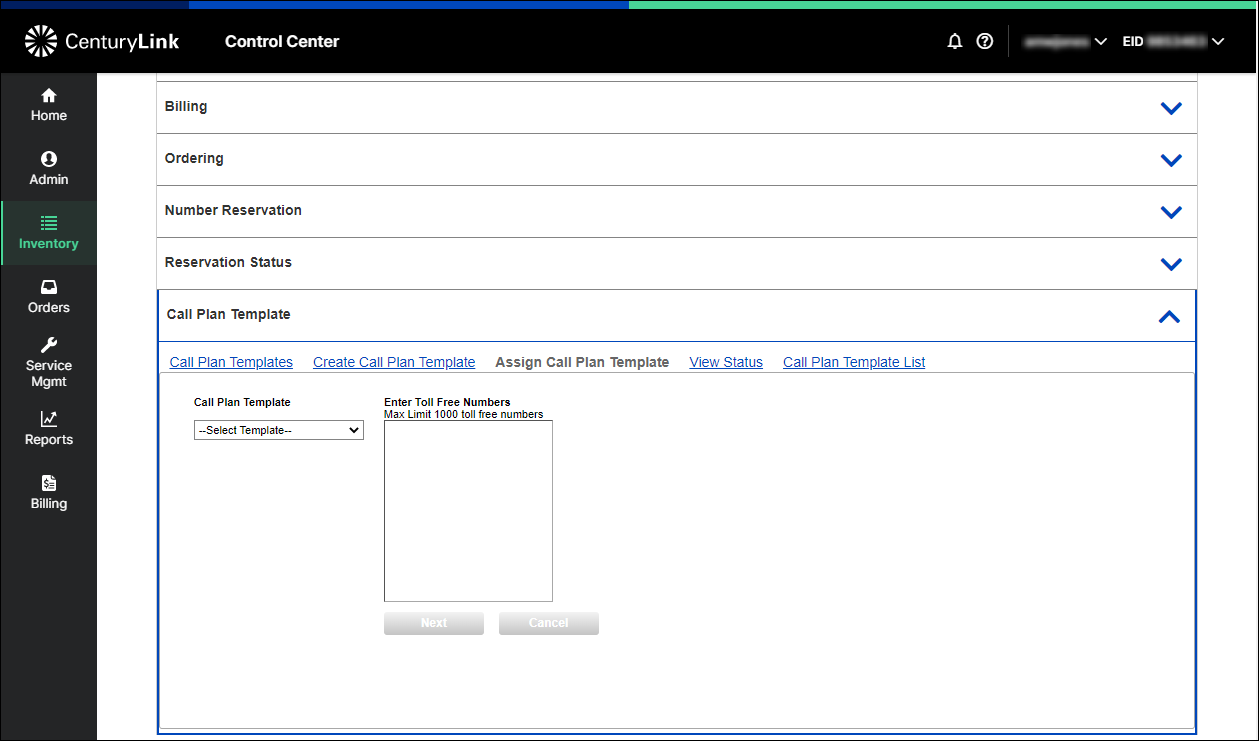 whsl inventory tfn call plan template assign call plan template