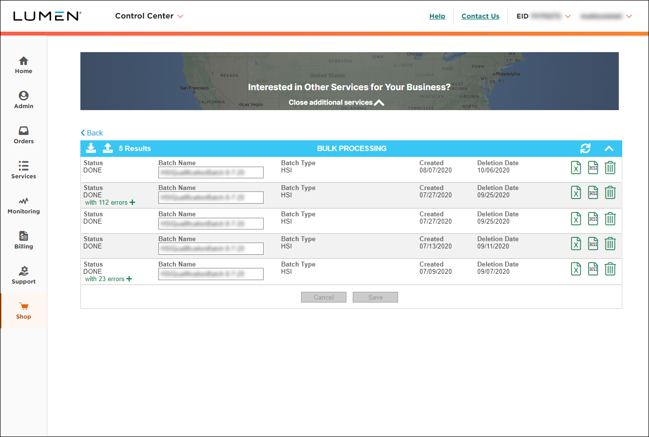 See what's available (showing Bulk Processing with results)