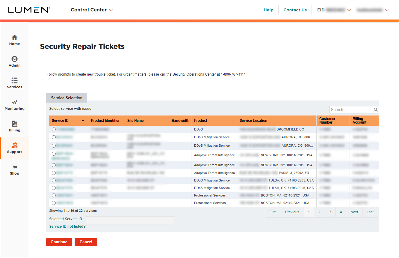 Security Trouble Tickets (New Security Ticket)