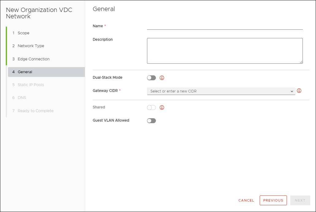 New Organization VDC Network: General