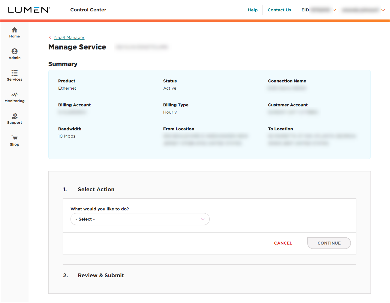 NaaS Manager Ethernet On-Demand Manage Service