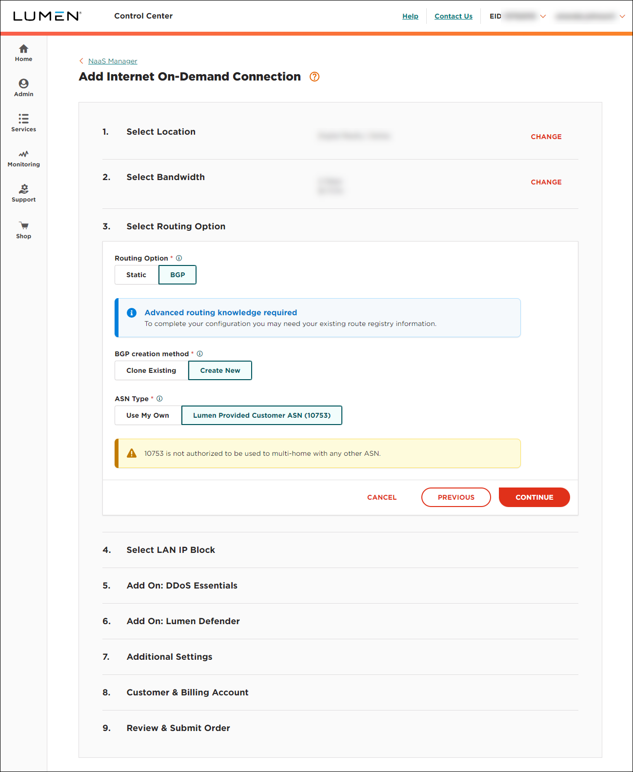 NaaS Internet On-Demand BGP routing