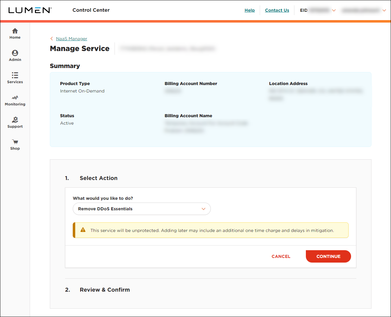 NaaS Manage Service remove DDoS Essentials