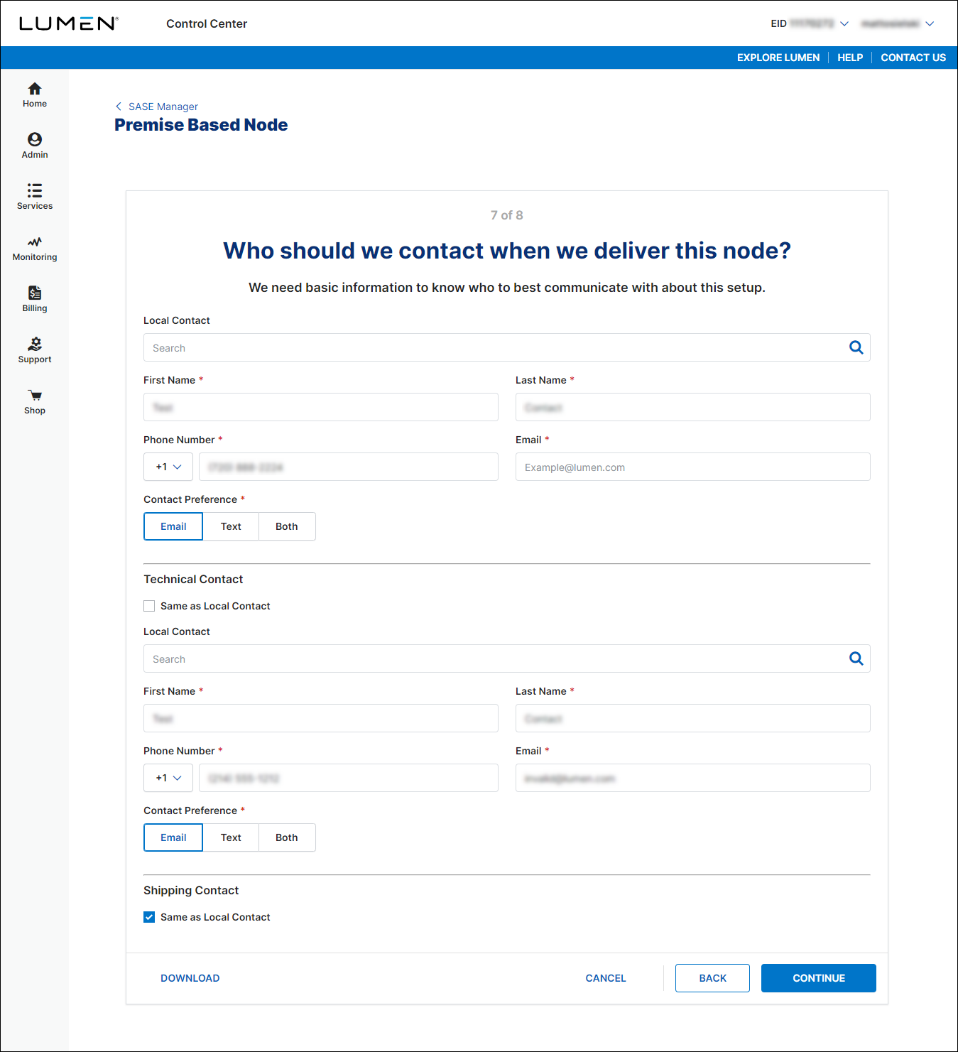 Premise Based Node (showing node contacts)