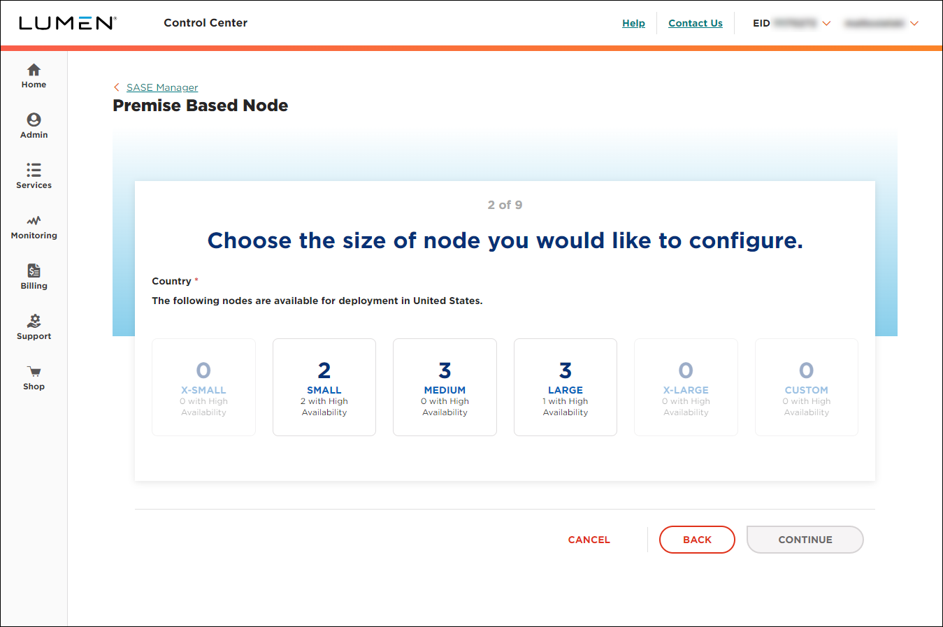 Premise Based Node (showing node sizes)