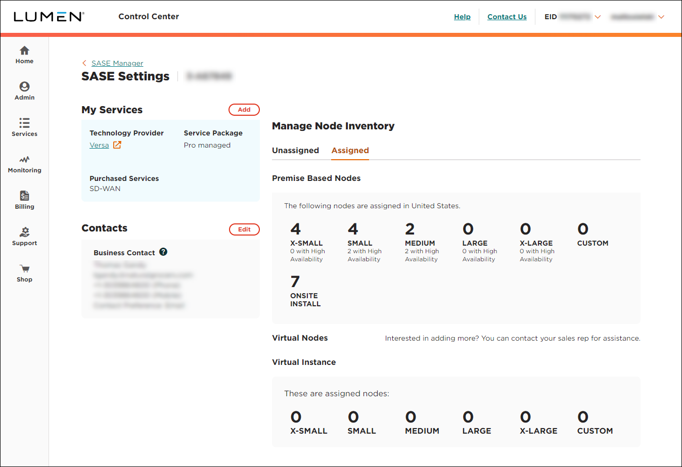 SASE Settings (showing Assigned tab)