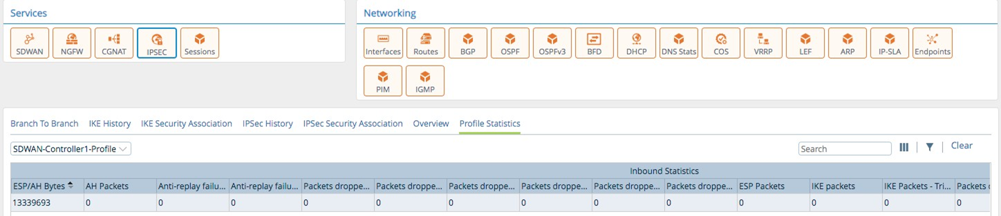 Monitor tab (showing Profile Statistics tab for an appliance)