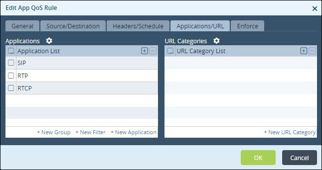 qos use case edit app qos rule applications url tab