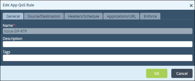 qos use case edit app qos rule general tab