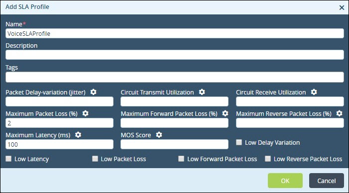 voice traffic use case add sla profile