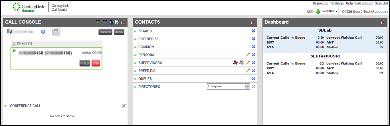 contact center call console transfer call enter phonenumber