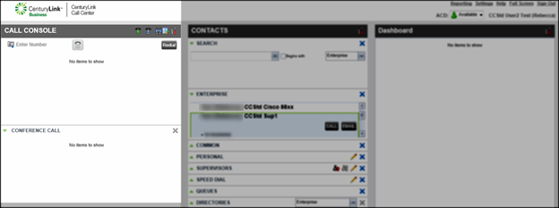 contact center agent client call console highlighted